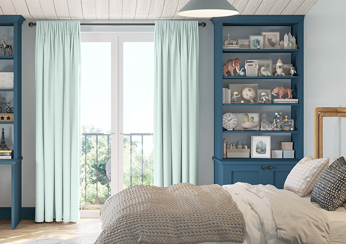 Akoya Faux Silk, Lustre Ice Blue - Made to Measure Curtains - Image 3